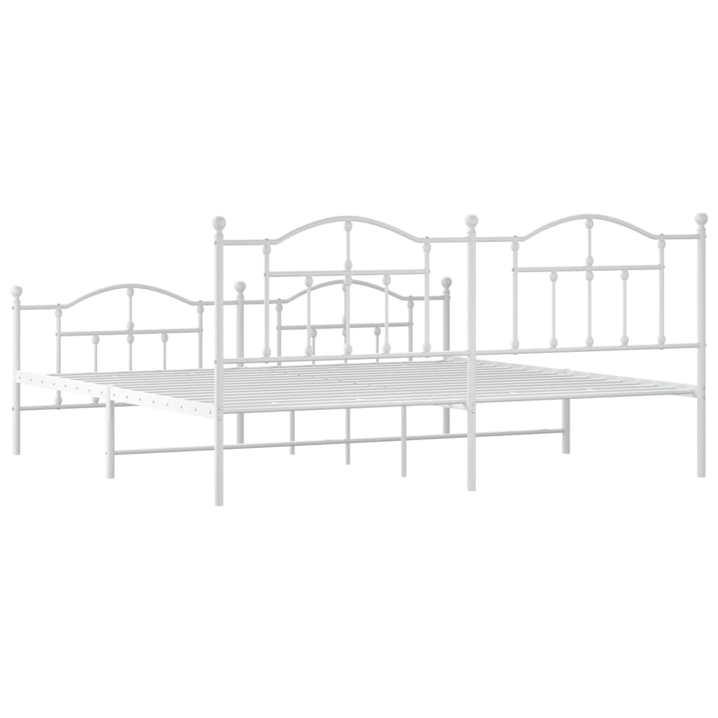 Berkfield Metal Bed Frame with Headboard and Footboard White 193x203 cm