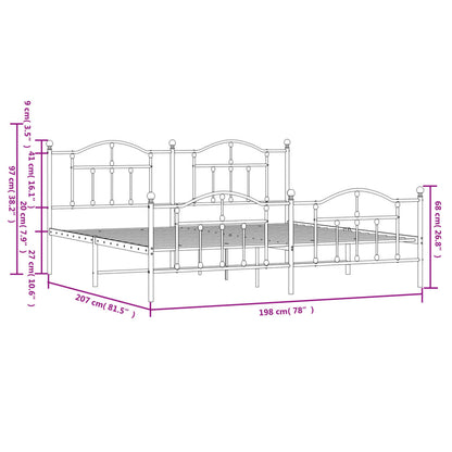 Berkfield Metal Bed Frame with Headboard and Footboard White 193x203 cm
