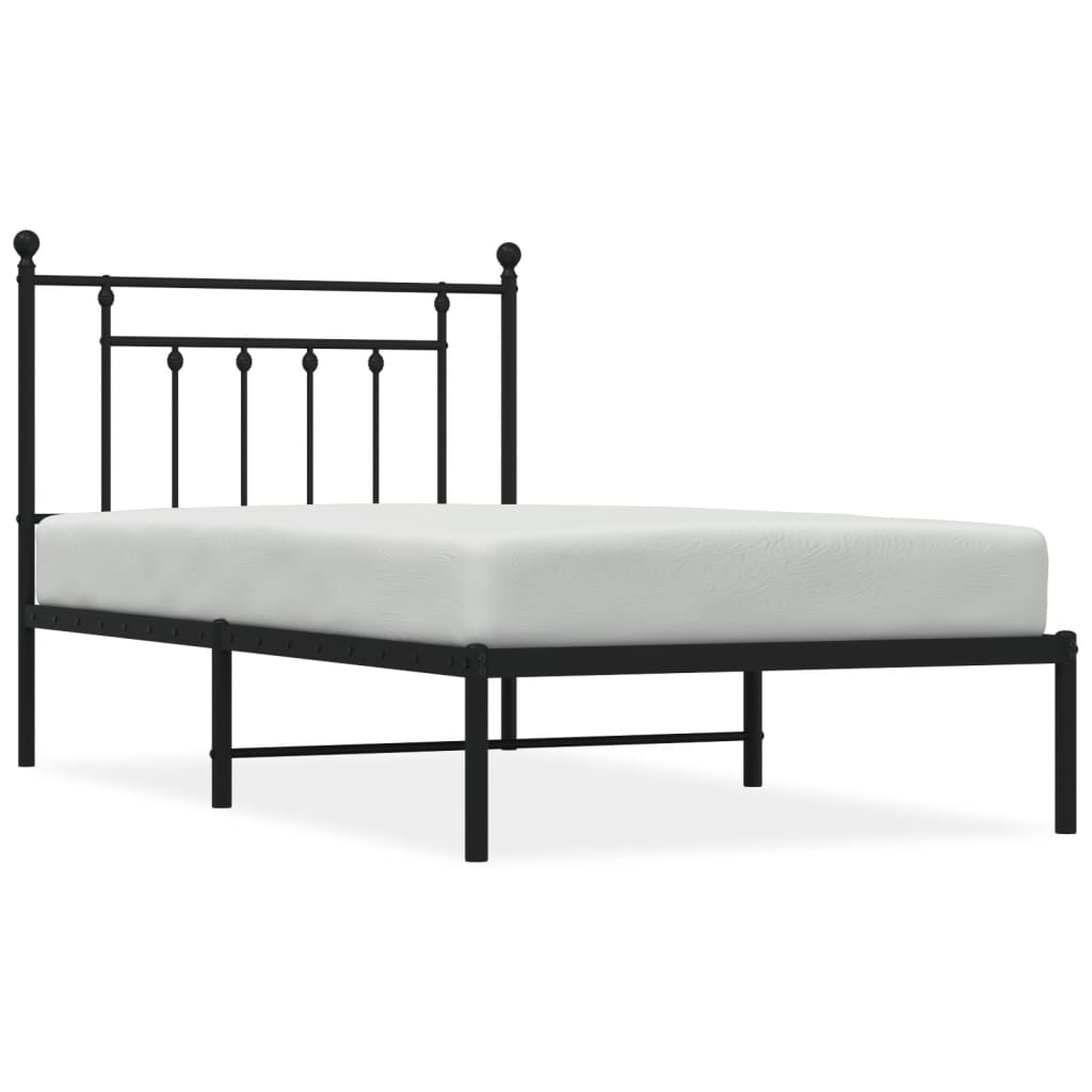 Berkfield Metal Bed Frame with Headboard Black 100x190 cm