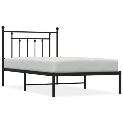 Berkfield Metal Bed Frame with Headboard Black 100x190 cm