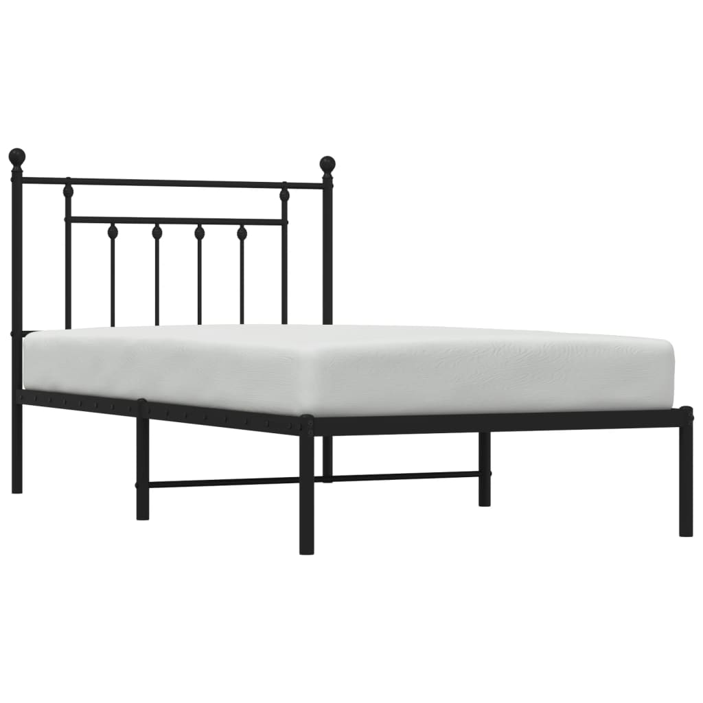 Berkfield Metal Bed Frame with Headboard Black 100x190 cm