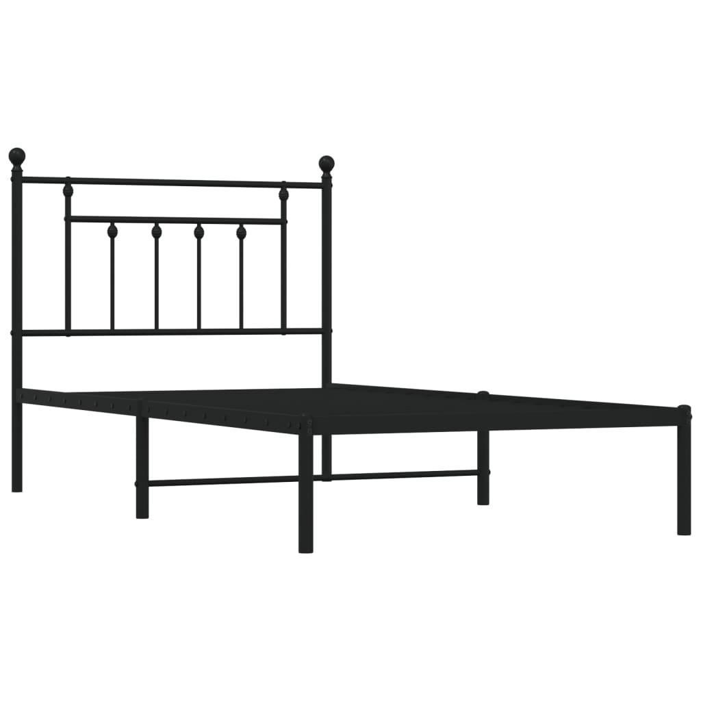 Berkfield Metal Bed Frame with Headboard Black 100x190 cm