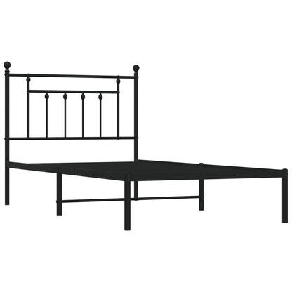 Berkfield Metal Bed Frame with Headboard Black 100x190 cm