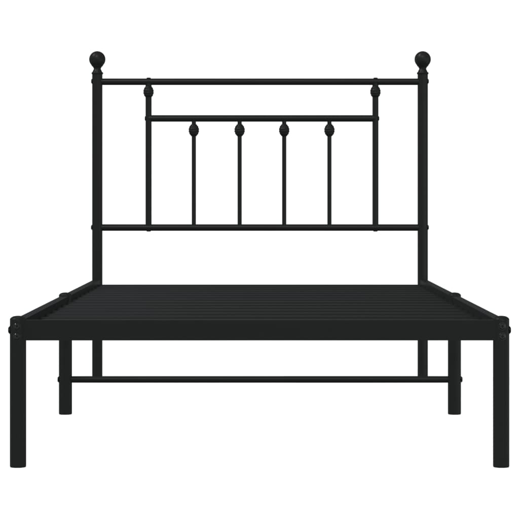Berkfield Metal Bed Frame with Headboard Black 100x190 cm