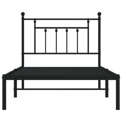 Berkfield Metal Bed Frame with Headboard Black 100x190 cm