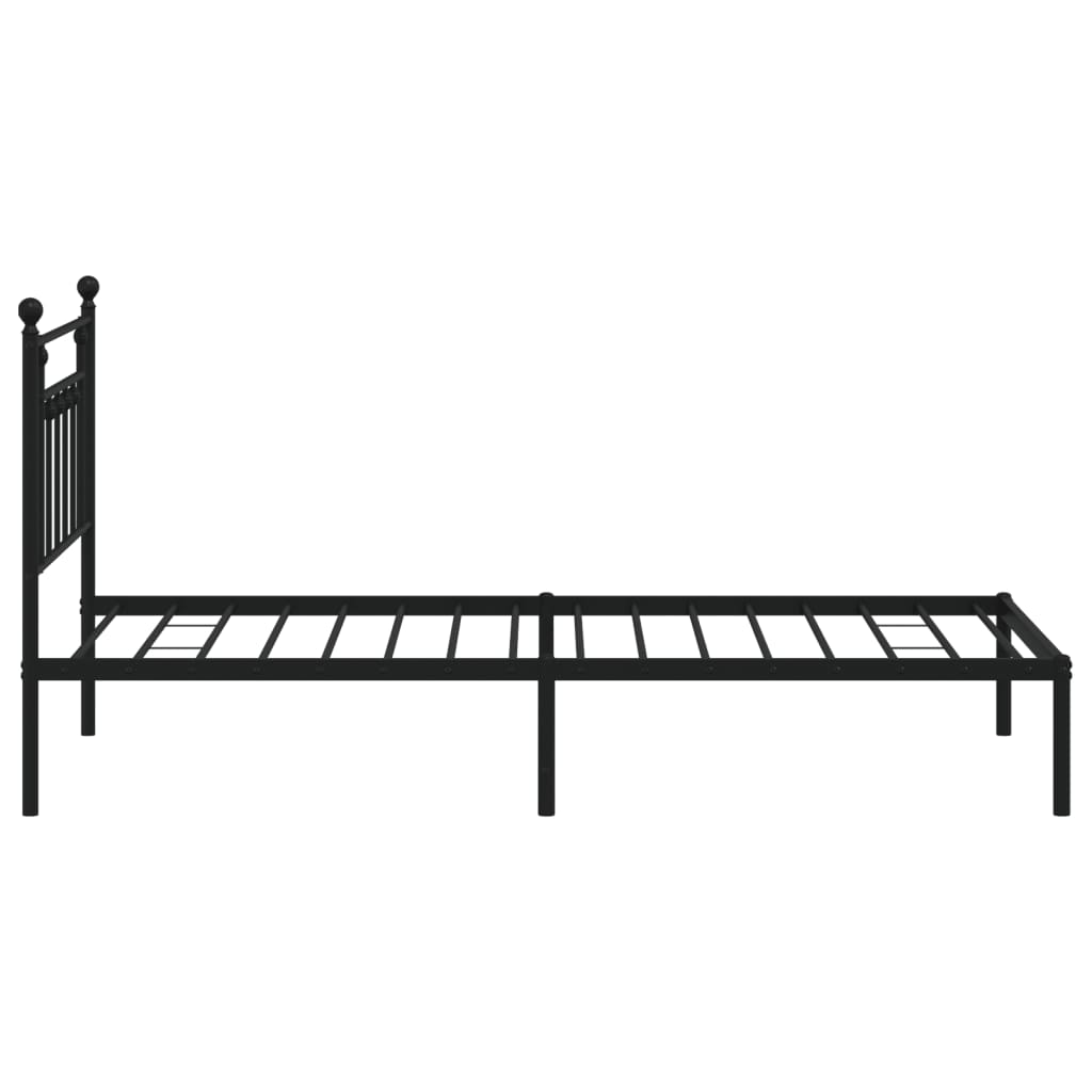 Berkfield Metal Bed Frame with Headboard Black 100x190 cm