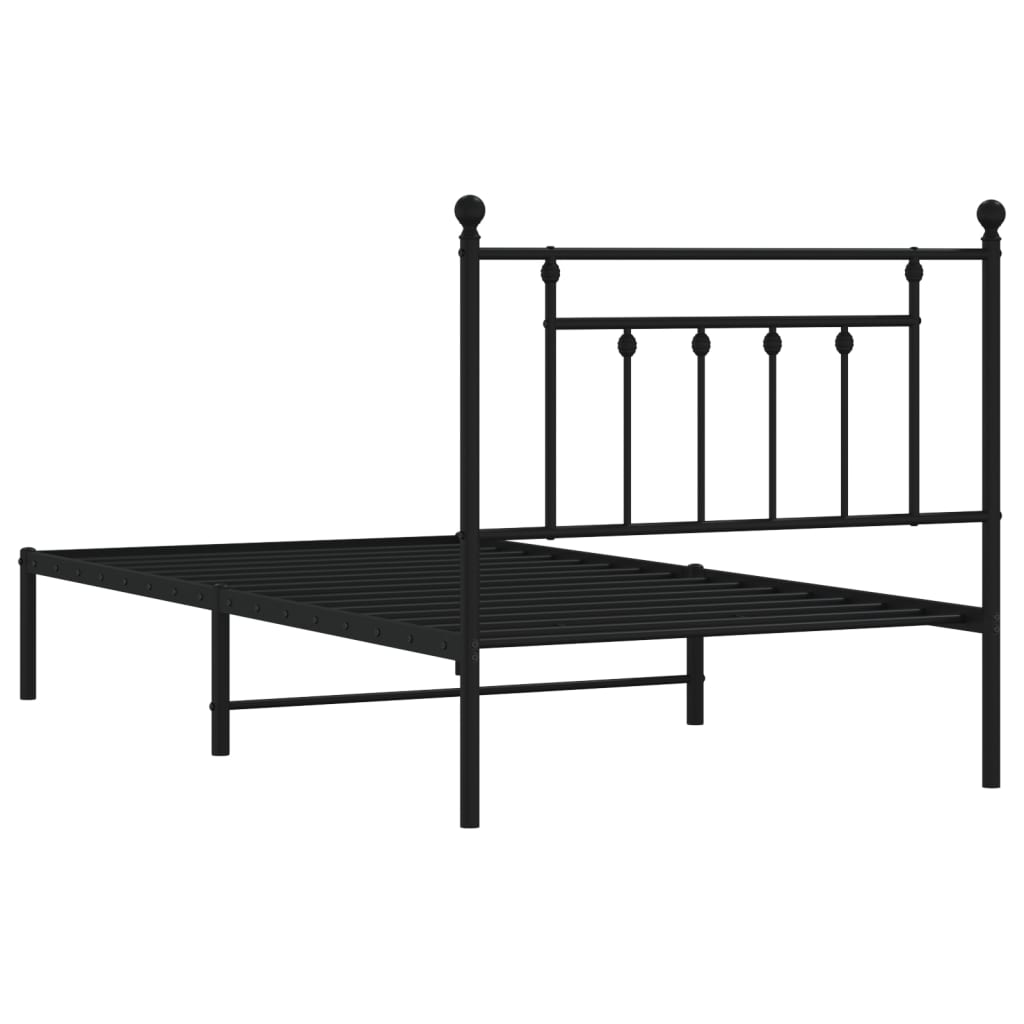 Berkfield Metal Bed Frame with Headboard Black 100x190 cm