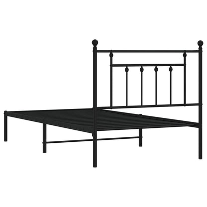 Berkfield Metal Bed Frame with Headboard Black 100x190 cm