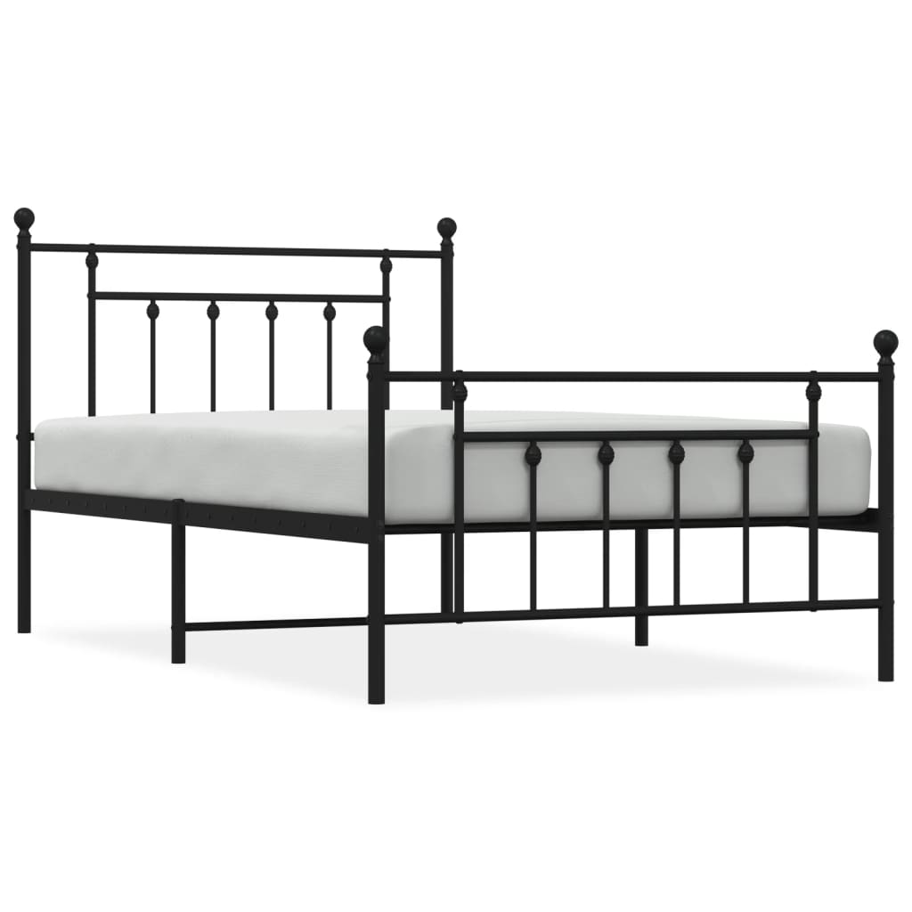 Berkfield Metal Bed Frame with Headboard and Footboard Black 100x200 cm