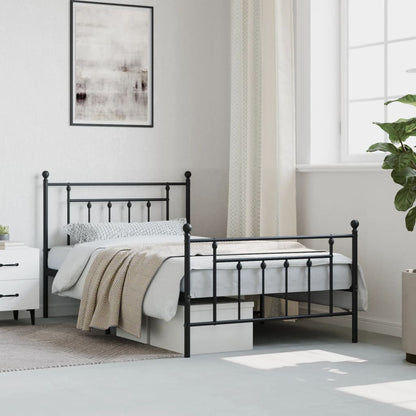 Berkfield Metal Bed Frame with Headboard and Footboard Black 100x200 cm