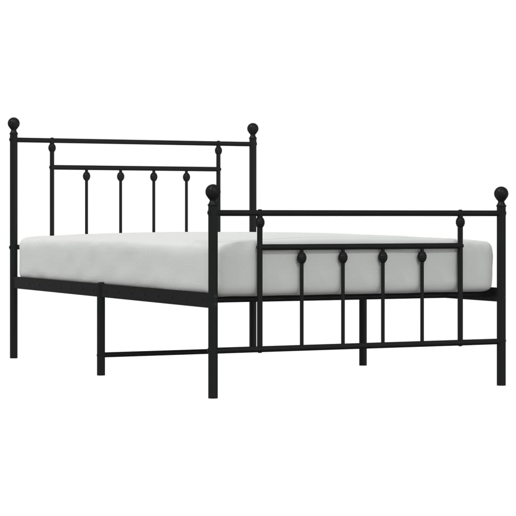Berkfield Metal Bed Frame with Headboard and Footboard Black 100x200 cm