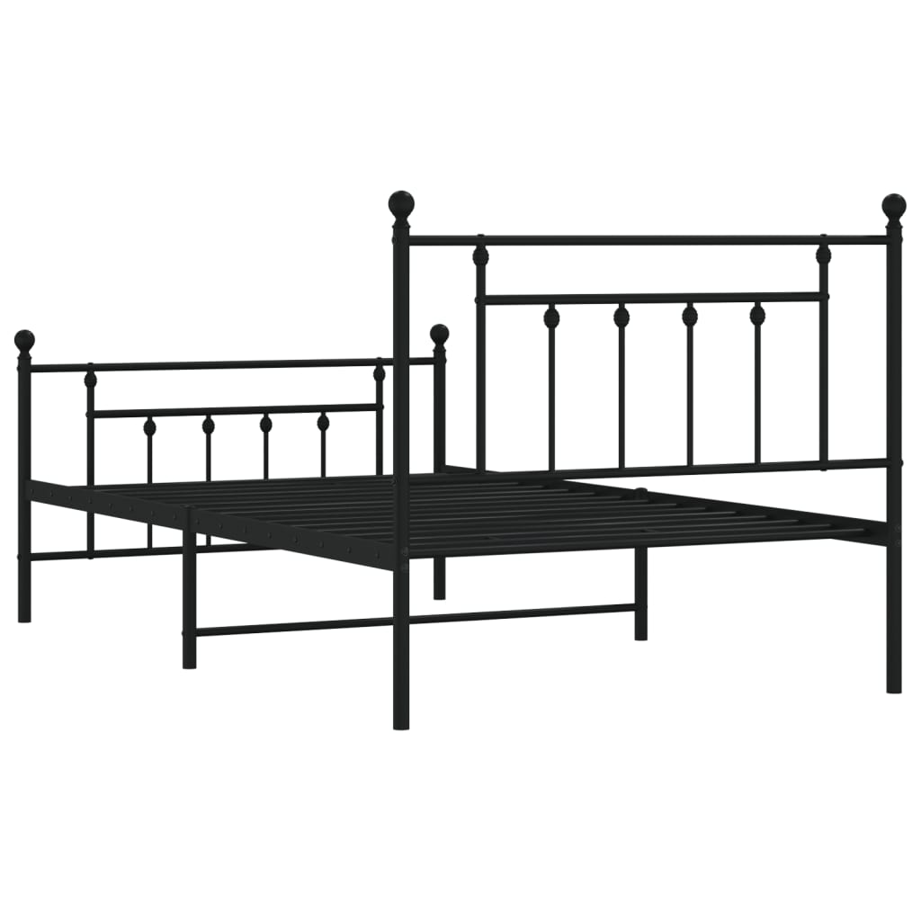Berkfield Metal Bed Frame with Headboard and Footboard Black 100x200 cm