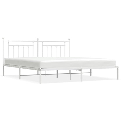 Berkfield Metal Bed Frame with Headboard White 193x203 cm