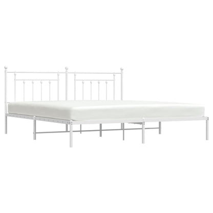 Berkfield Metal Bed Frame with Headboard White 193x203 cm