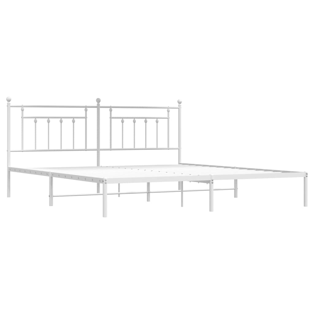 Berkfield Metal Bed Frame with Headboard White 193x203 cm