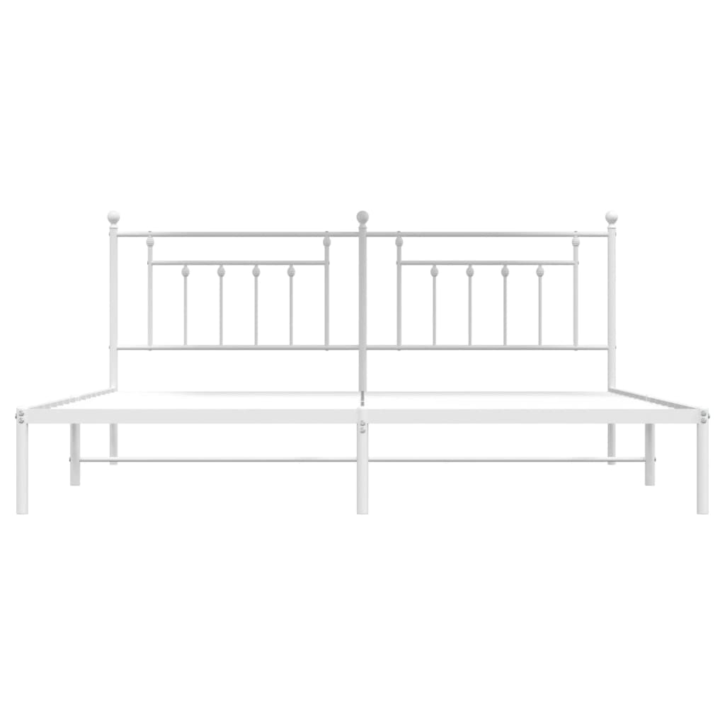 Berkfield Metal Bed Frame with Headboard White 193x203 cm