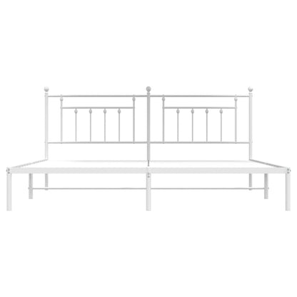 Berkfield Metal Bed Frame with Headboard White 193x203 cm