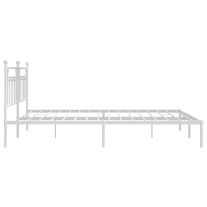 Berkfield Metal Bed Frame with Headboard White 193x203 cm