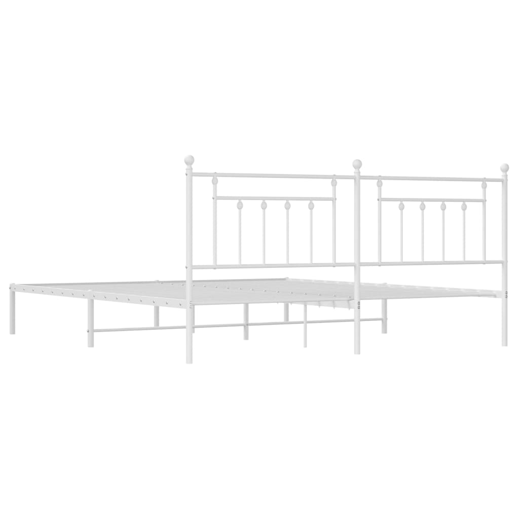 Berkfield Metal Bed Frame with Headboard White 193x203 cm