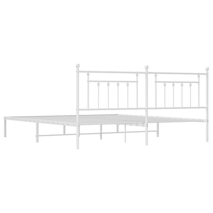 Berkfield Metal Bed Frame with Headboard White 193x203 cm