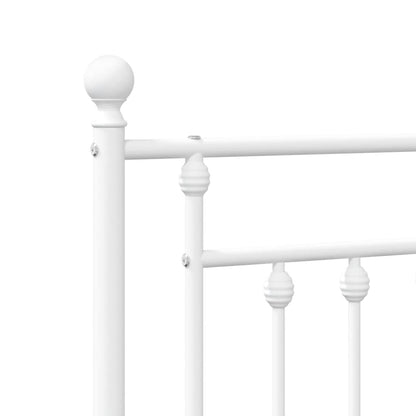 Berkfield Metal Bed Frame with Headboard White 193x203 cm