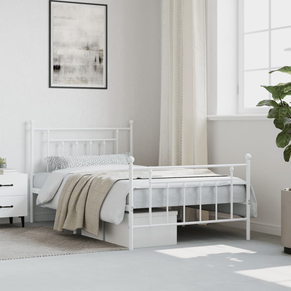 Berkfield Metal Bed Frame with Headboard and Footboard White 100x200 cm