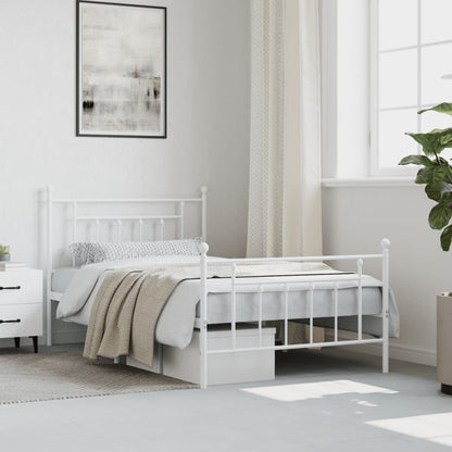 Berkfield Metal Bed Frame with Headboard and Footboard White 100x200 cm