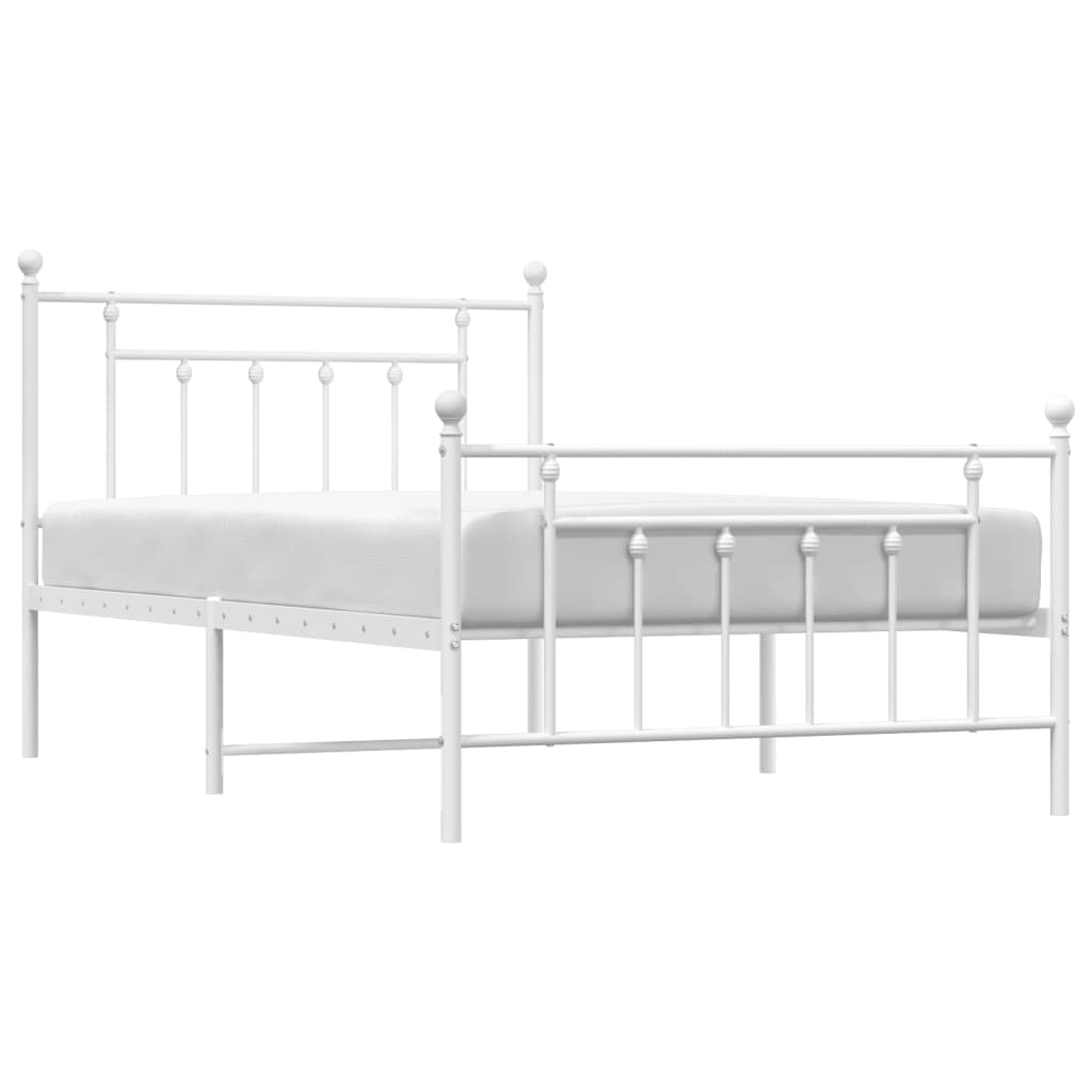 Berkfield Metal Bed Frame with Headboard and Footboard White 100x200 cm