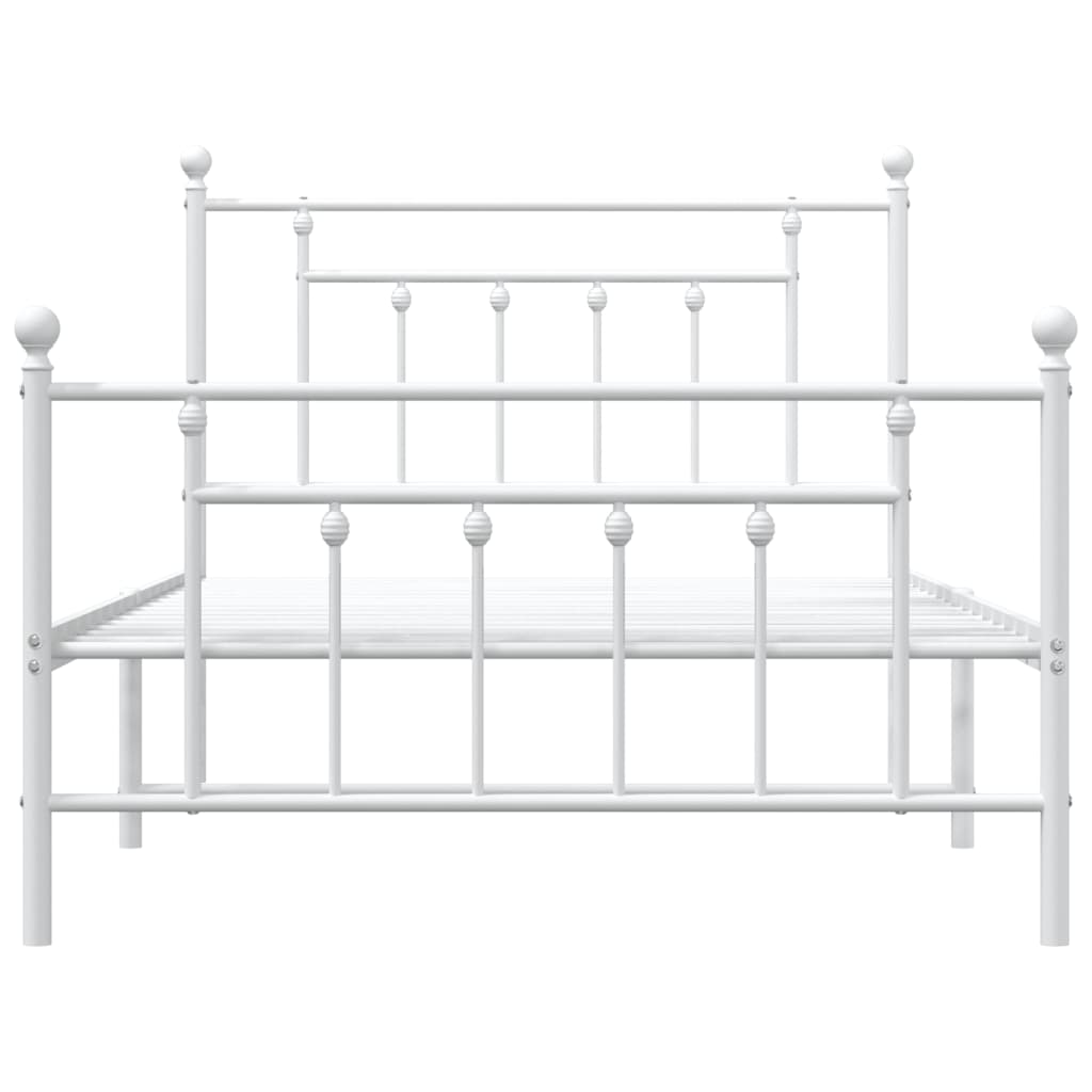 Berkfield Metal Bed Frame with Headboard and Footboard White 100x200 cm