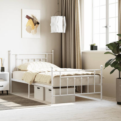 Berkfield Metal Bed Frame with Headboard and Footboard White 100x200 cm