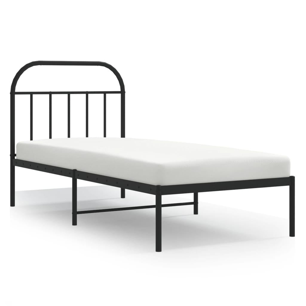 Berkfield Metal Bed Frame with Headboard Black 90x200 cm