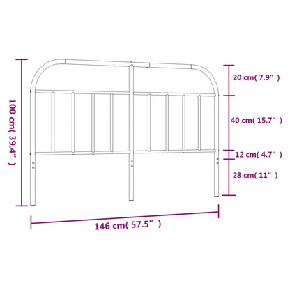 Berkfield Metal Headboard Black 140 cm