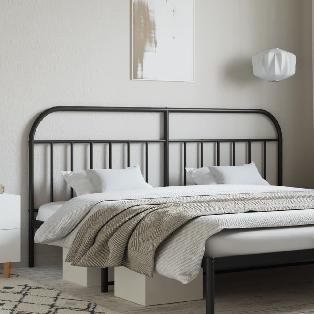 Berkfield Metal Headboard Black 200 cm