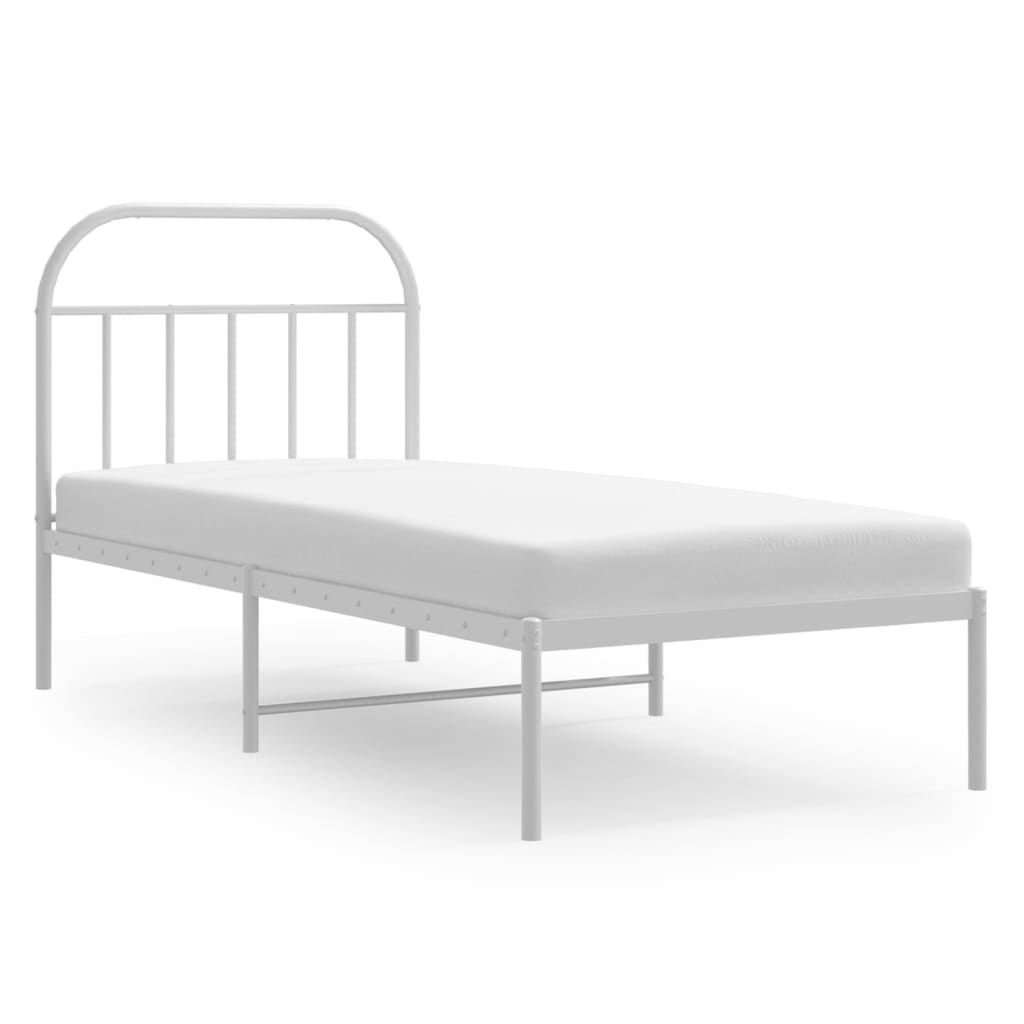 Berkfield Metal Bed Frame with Headboard White 90x200 cm