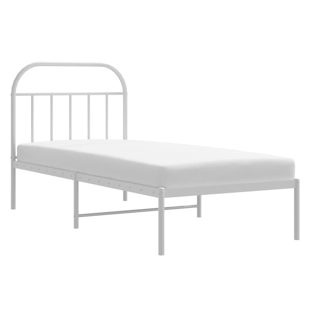 Berkfield Metal Bed Frame with Headboard White 90x200 cm
