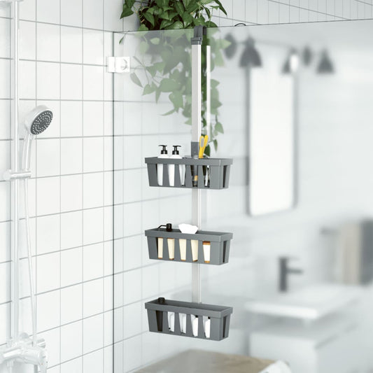 Berkfield Shower Hanger Shelf 30x15x(67-105) cm Aluminium