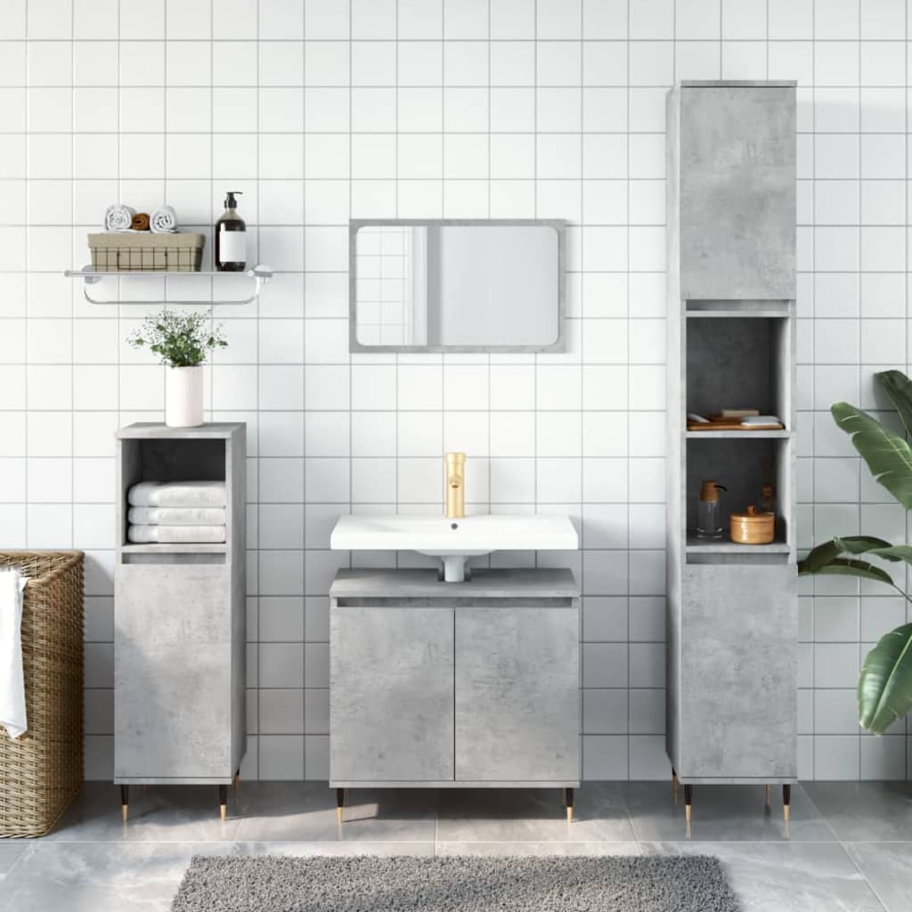 Berkfield 3 Piece Bathroom Cabinet Set Concrete Grey Engineered Wood