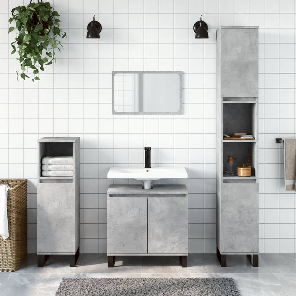 Berkfield 3 Piece Bathroom Cabinet Set Concrete Grey Engineered Wood