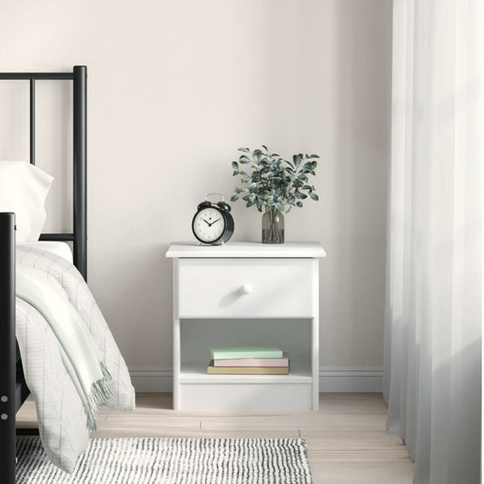 Berkfield Bedside Cabinet ALTA White 43x35x40.5 cm Solid Wood Pine