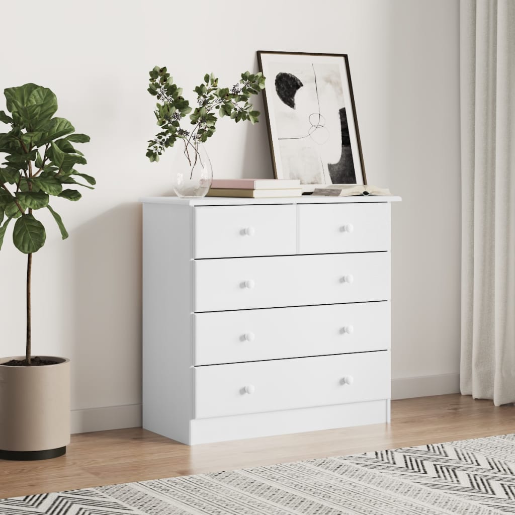 Berkfield Chest of Drawers ALTA White 77x35x73 cm Solid Wood Pine