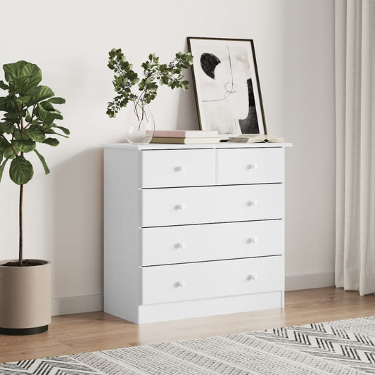 Berkfield Chest of Drawers ALTA White 77x35x73 cm Solid Wood Pine