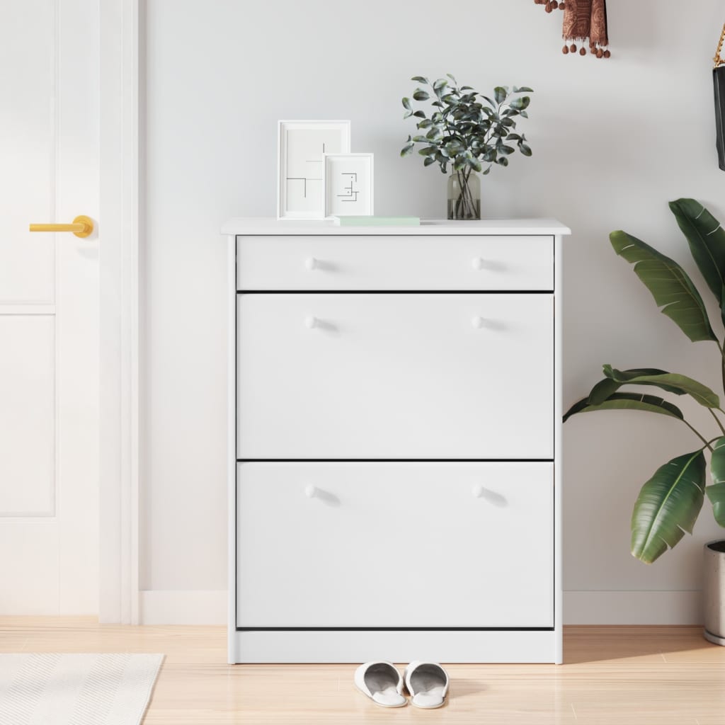 Berkfield Shoe Cabinet ALTA White 77x35x96 cm Solid Wood Pine