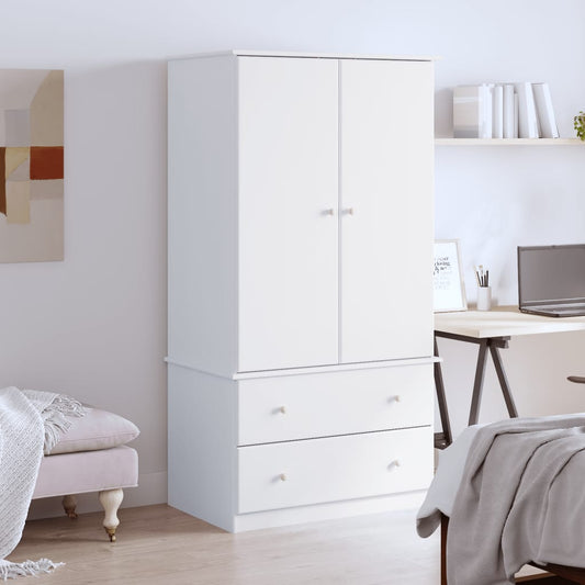 Berkfield Wardrobe ALTA White 90x55x170 cm Solid Wood Pine