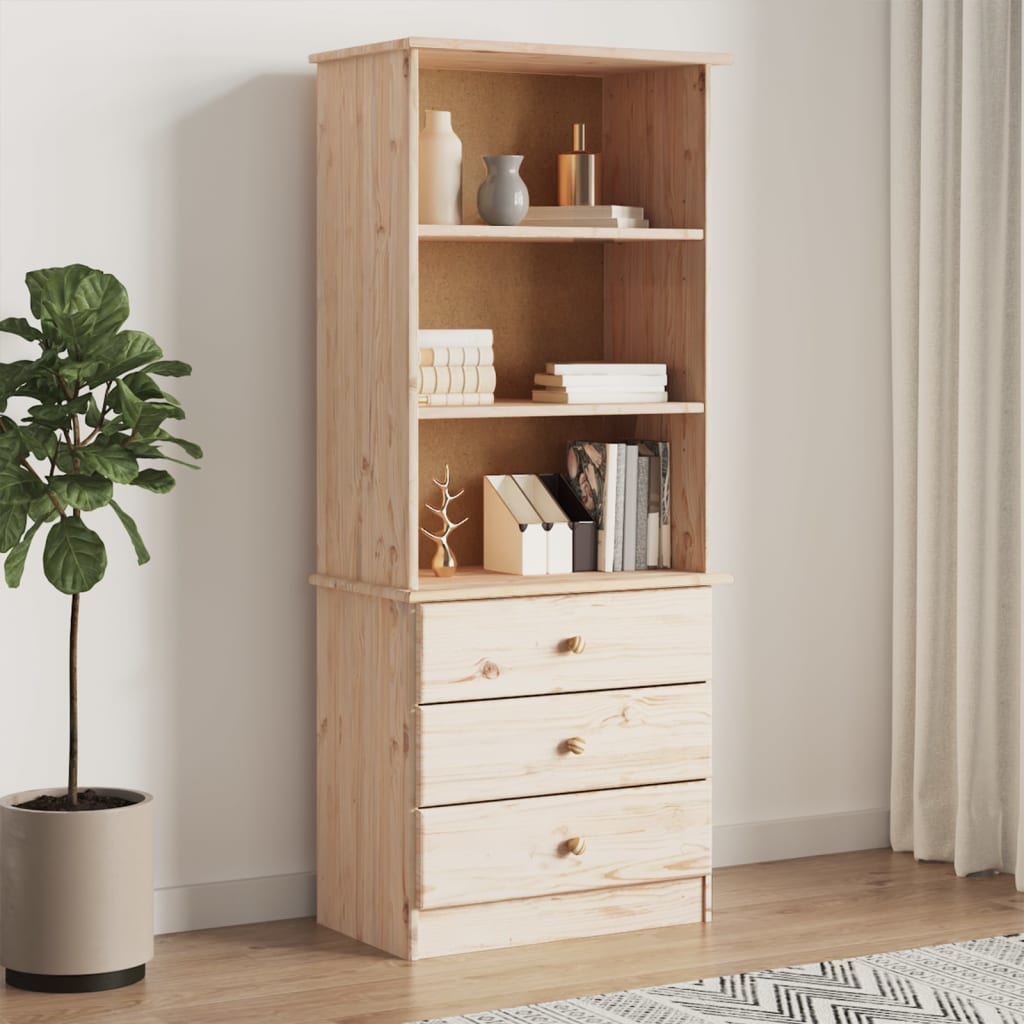Berkfield Bookcase with Drawers ALTA 60x35x142 cm Solid Wood Pine