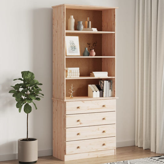 Berkfield Bookcase with Drawers ALTA 77x35x186.5 cm Solid Wood Pine