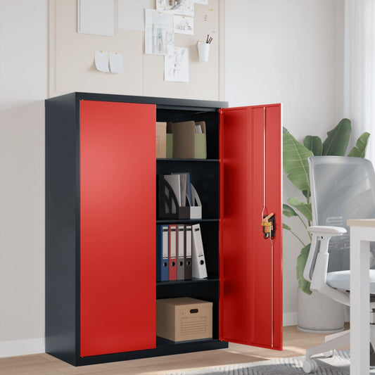 Berkfield File Cabinet Anthracite and Red 90x40x140 cm Steel