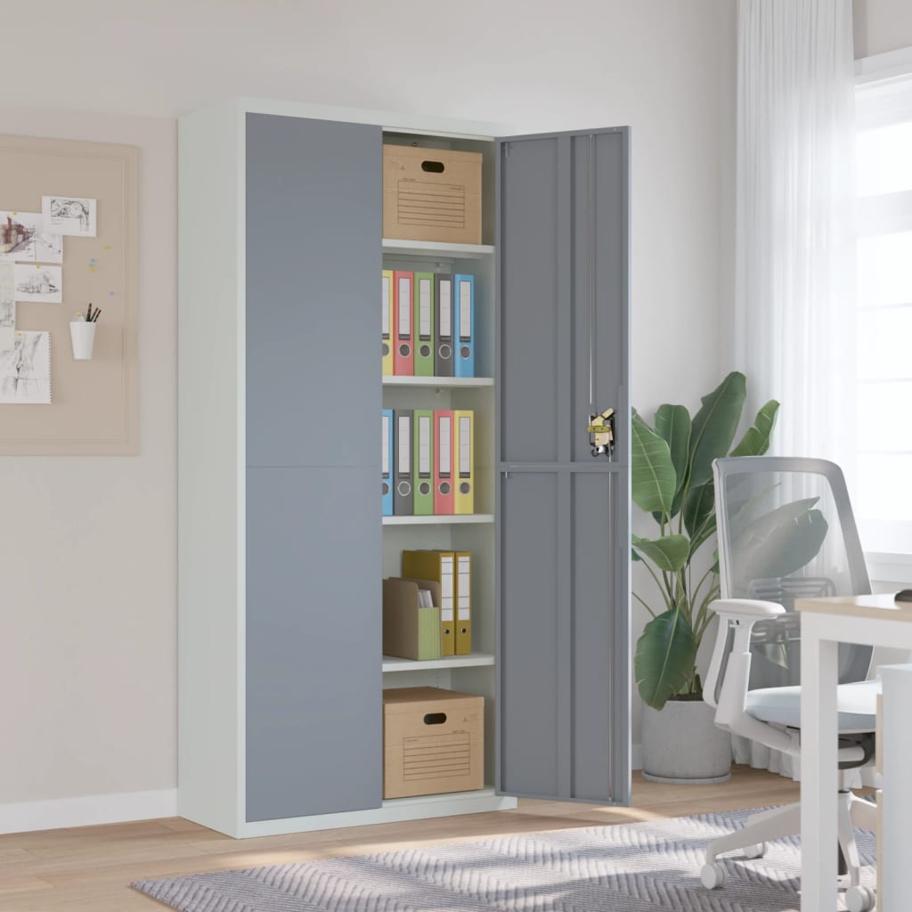 Berkfield File Cabinet Light Grey and Dark Grey 90x40x200 cm Steel