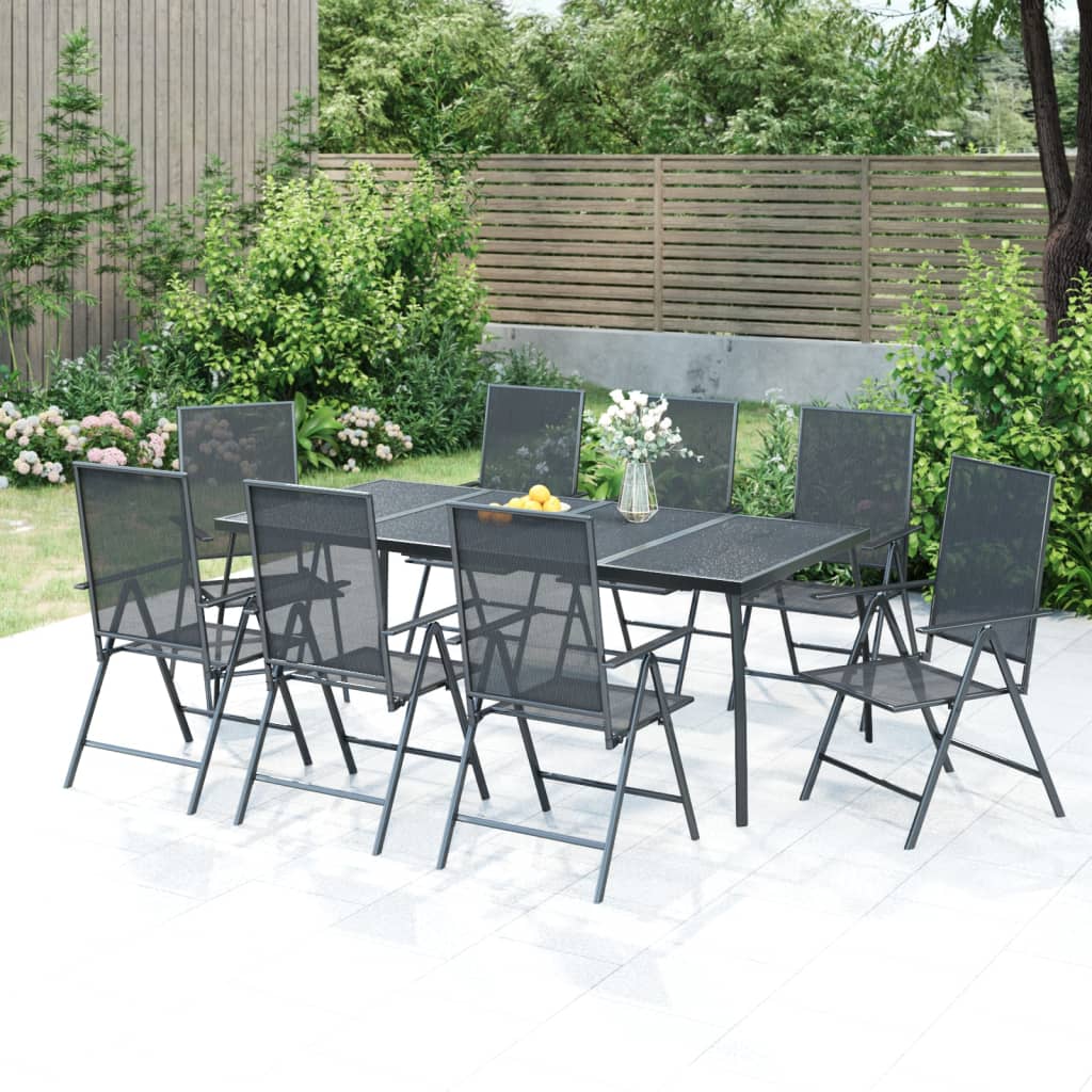 Berkfield 9 Piece Garden Dining Set Anthracite Steel
