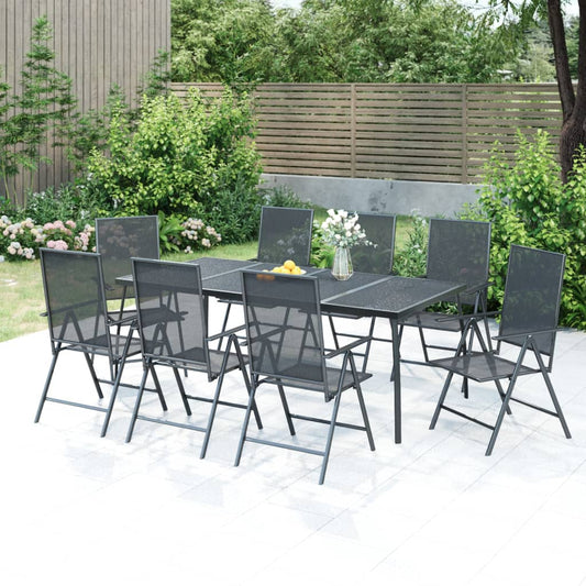 Berkfield 9 Piece Garden Dining Set Anthracite Steel