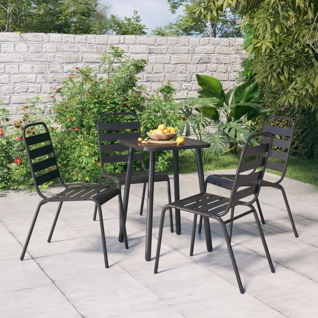 Berkfield 5 Piece Garden Dining Set Anthracite Steel